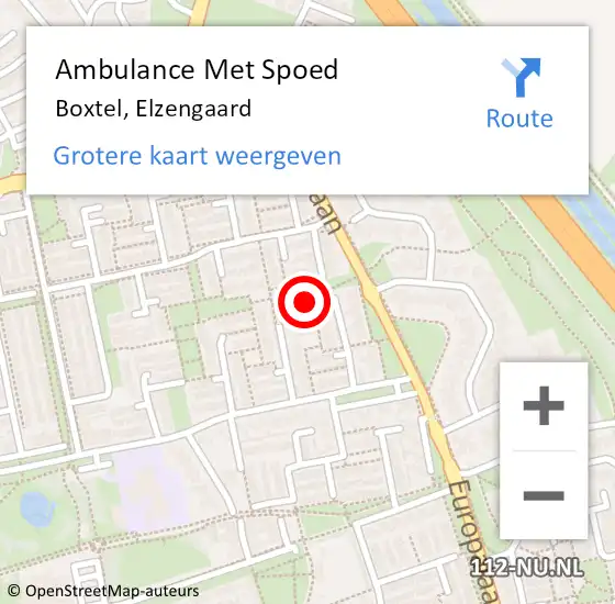 Locatie op kaart van de 112 melding: Ambulance Met Spoed Naar Boxtel, Elzengaard op 24 maart 2020 13:06