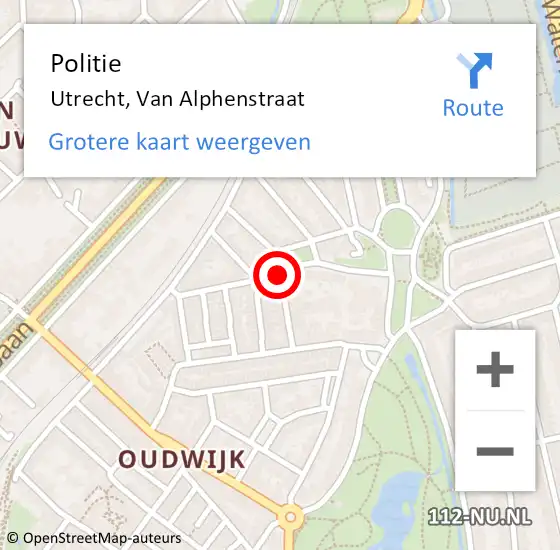 Locatie op kaart van de 112 melding: Politie Utrecht, Van Alphenstraat op 24 maart 2020 13:09
