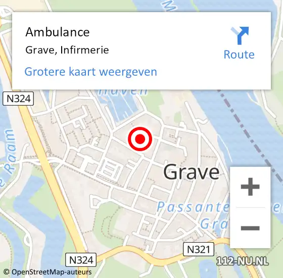 Locatie op kaart van de 112 melding: Ambulance Grave, Infirmerie op 24 maart 2020 13:26