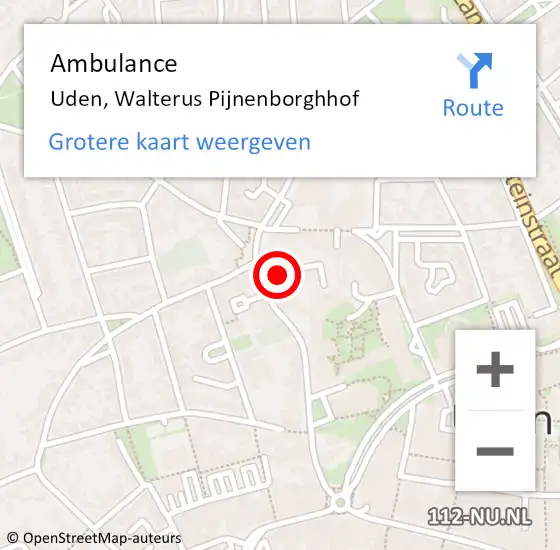 Locatie op kaart van de 112 melding: Ambulance Uden, Walterus Pijnenborghhof op 24 maart 2020 13:43