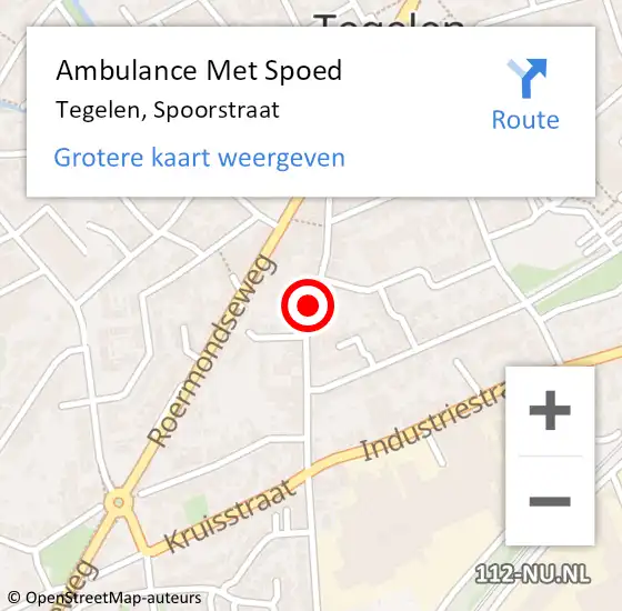 Locatie op kaart van de 112 melding: Ambulance Met Spoed Naar Tegelen, Spoorstraat op 24 maart 2020 13:58