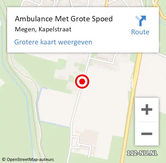 Locatie op kaart van de 112 melding: Ambulance Met Grote Spoed Naar Megen, Kapelstraat op 24 maart 2020 15:13
