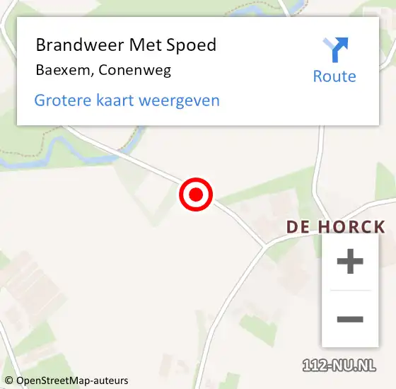 Locatie op kaart van de 112 melding: Brandweer Met Spoed Naar Baexem, Conenweg op 24 maart 2020 15:13