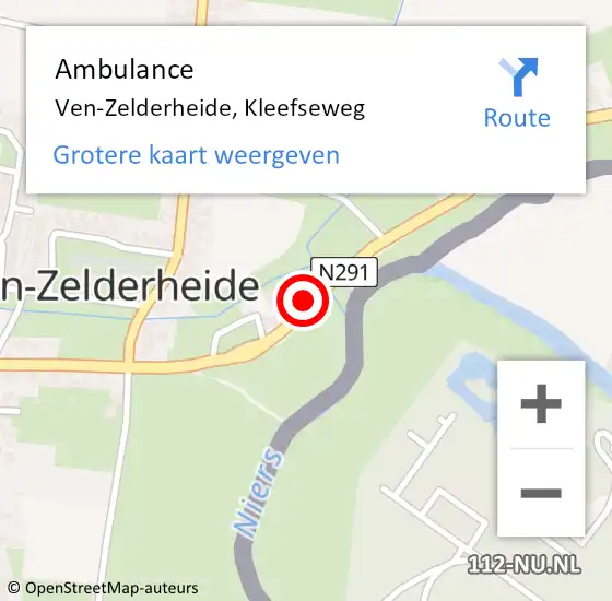 Locatie op kaart van de 112 melding: Ambulance Ven-Zelderheide, Kleefseweg op 24 maart 2020 15:17