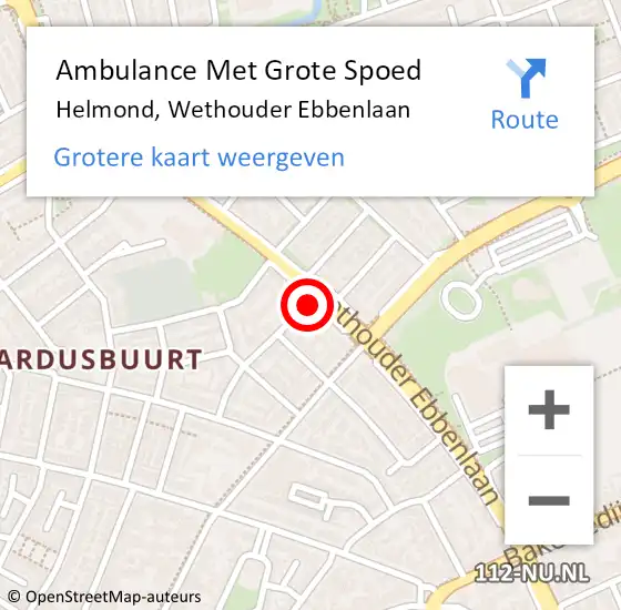 Locatie op kaart van de 112 melding: Ambulance Met Grote Spoed Naar Helmond, Wethouder Ebbenlaan op 24 maart 2020 15:35