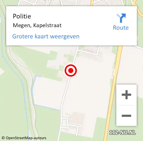 Locatie op kaart van de 112 melding: Politie Megen, Kapelstraat op 24 maart 2020 15:37