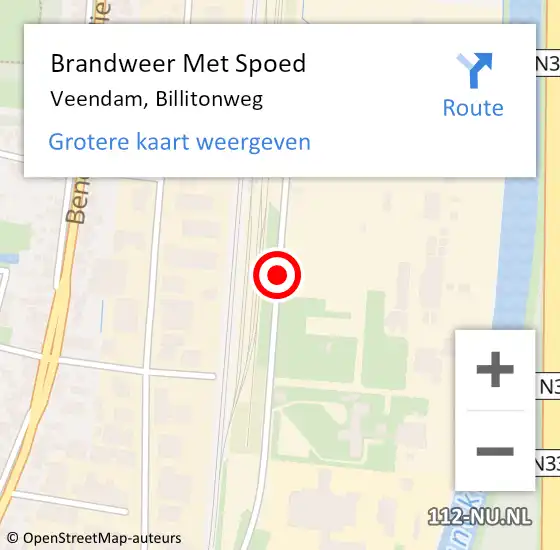 Locatie op kaart van de 112 melding: Brandweer Met Spoed Naar Veendam, Billitonweg op 24 maart 2020 16:17