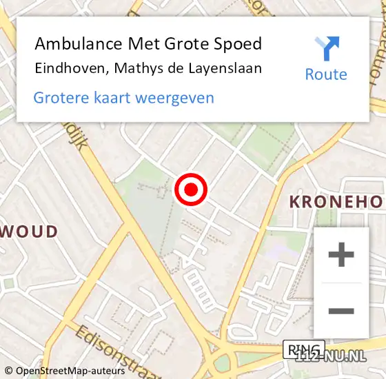 Locatie op kaart van de 112 melding: Ambulance Met Grote Spoed Naar Eindhoven, Mathys de Layenslaan op 24 maart 2020 16:40