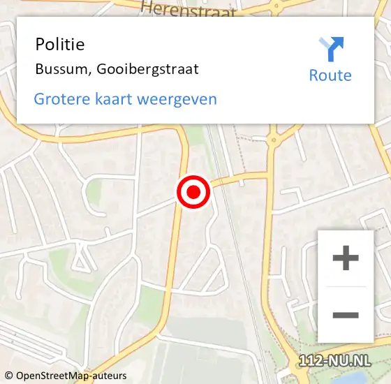 Locatie op kaart van de 112 melding: Politie Bussum, Gooibergstraat op 24 maart 2020 16:51