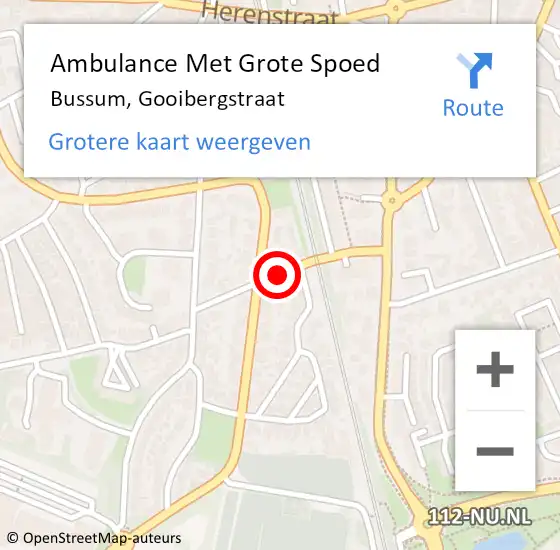 Locatie op kaart van de 112 melding: Ambulance Met Grote Spoed Naar Bussum, Gooibergstraat op 24 maart 2020 16:52