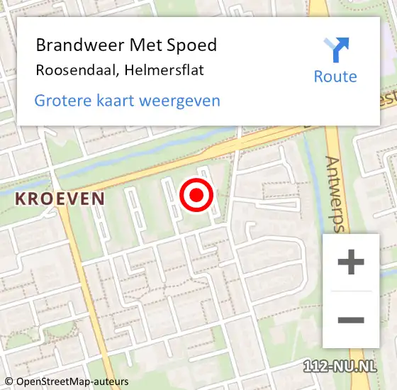 Locatie op kaart van de 112 melding: Brandweer Met Spoed Naar Roosendaal, Helmersflat op 24 maart 2020 18:04