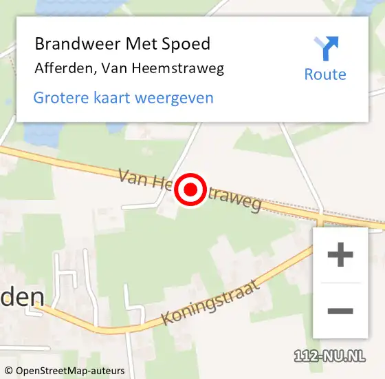 Locatie op kaart van de 112 melding: Brandweer Met Spoed Naar Afferden, Van Heemstraweg op 24 maart 2020 18:22