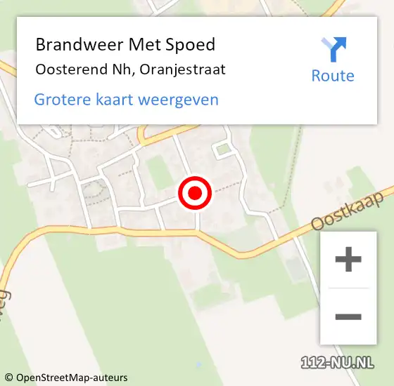 Locatie op kaart van de 112 melding: Brandweer Met Spoed Naar Oosterend Nh, Oranjestraat op 24 maart 2020 18:38