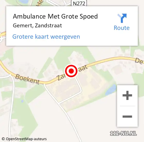 Locatie op kaart van de 112 melding: Ambulance Met Grote Spoed Naar Gemert, Zandstraat op 24 maart 2020 18:44