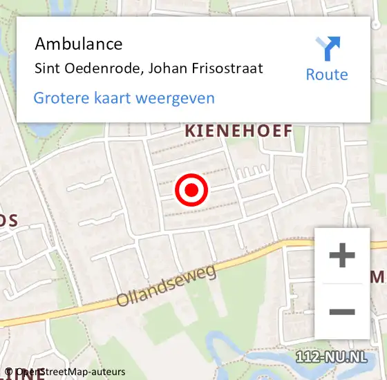 Locatie op kaart van de 112 melding: Ambulance Sint Oedenrode, Johan Frisostraat op 24 maart 2020 18:52