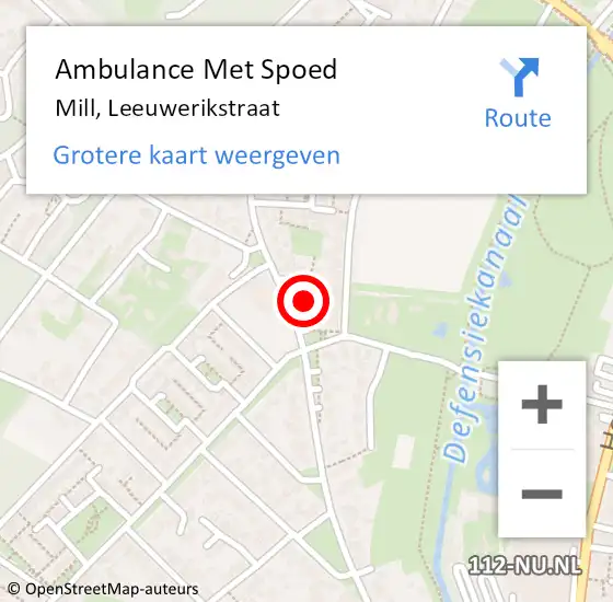 Locatie op kaart van de 112 melding: Ambulance Met Spoed Naar Mill, Leeuwerikstraat op 24 maart 2020 20:25