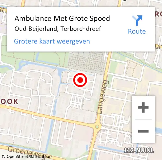 Locatie op kaart van de 112 melding: Ambulance Met Grote Spoed Naar Oud-Beijerland, Terborchdreef op 24 maart 2020 21:26