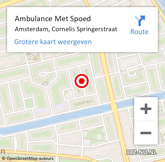 Locatie op kaart van de 112 melding: Ambulance Met Spoed Naar Amsterdam, Cornelis Springerstraat op 24 maart 2020 22:11