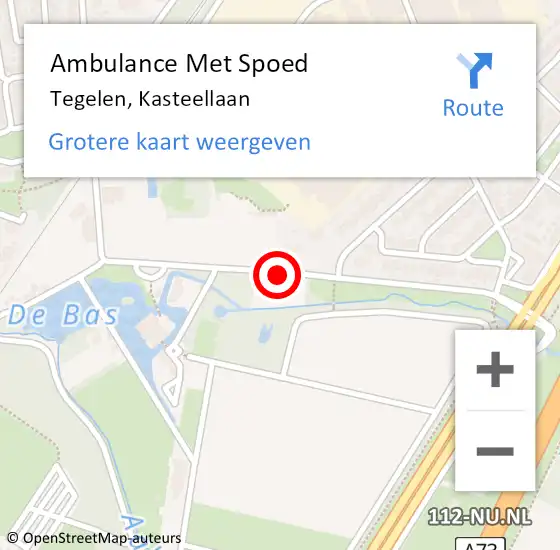 Locatie op kaart van de 112 melding: Ambulance Met Spoed Naar Tegelen, Kasteellaan op 24 maart 2020 22:12