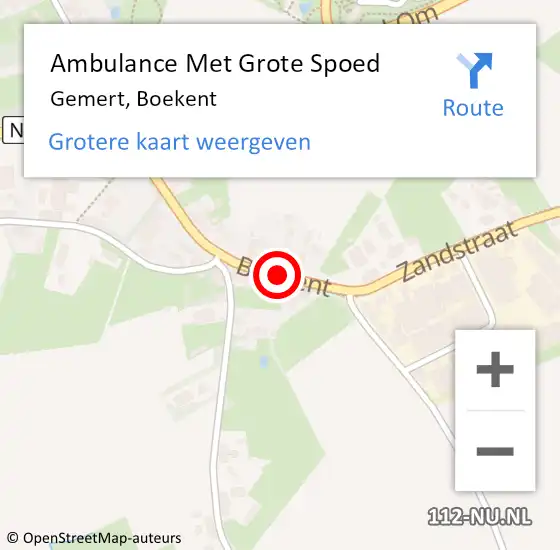 Locatie op kaart van de 112 melding: Ambulance Met Grote Spoed Naar Gemert, Boekent op 24 maart 2020 23:32