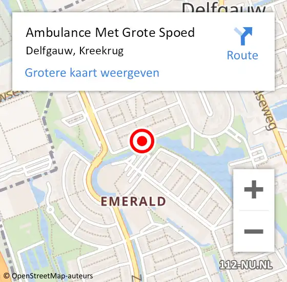 Locatie op kaart van de 112 melding: Ambulance Met Grote Spoed Naar Delfgauw, Kreekrug op 25 maart 2020 00:11