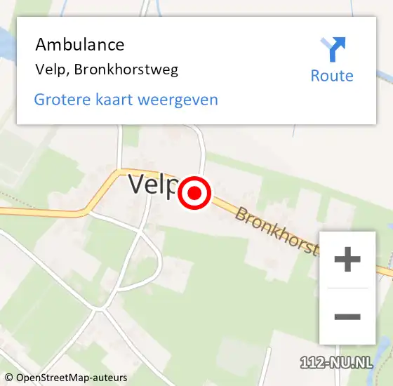 Locatie op kaart van de 112 melding: Ambulance Velp, Bronkhorstweg op 25 maart 2020 01:47