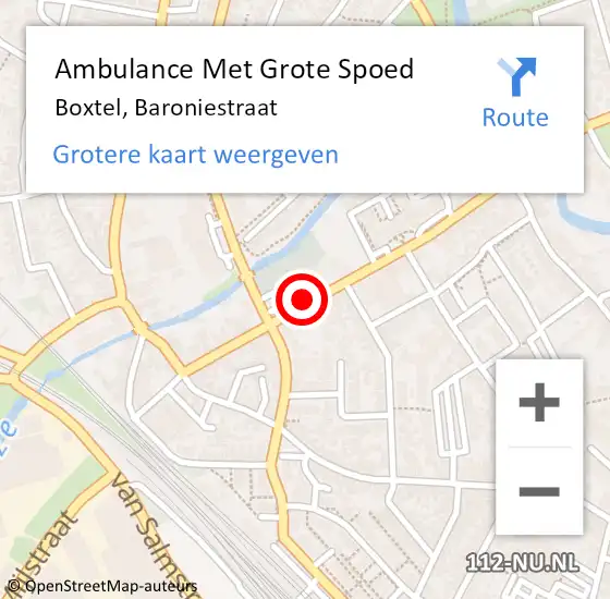 Locatie op kaart van de 112 melding: Ambulance Met Grote Spoed Naar Boxtel, Baroniestraat op 25 maart 2020 06:39