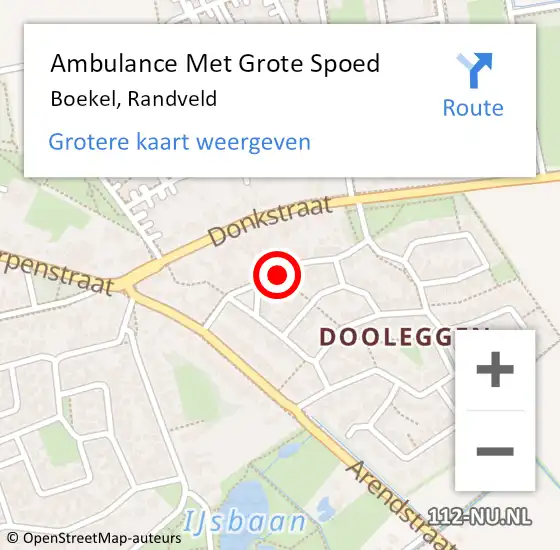 Locatie op kaart van de 112 melding: Ambulance Met Grote Spoed Naar Boekel, Randveld op 25 maart 2020 07:01