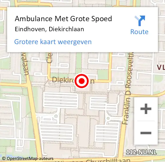 Locatie op kaart van de 112 melding: Ambulance Met Grote Spoed Naar Eindhoven, Diekirchlaan op 25 maart 2020 07:45