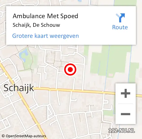 Locatie op kaart van de 112 melding: Ambulance Met Spoed Naar Schaijk, De Schouw op 25 maart 2020 09:36