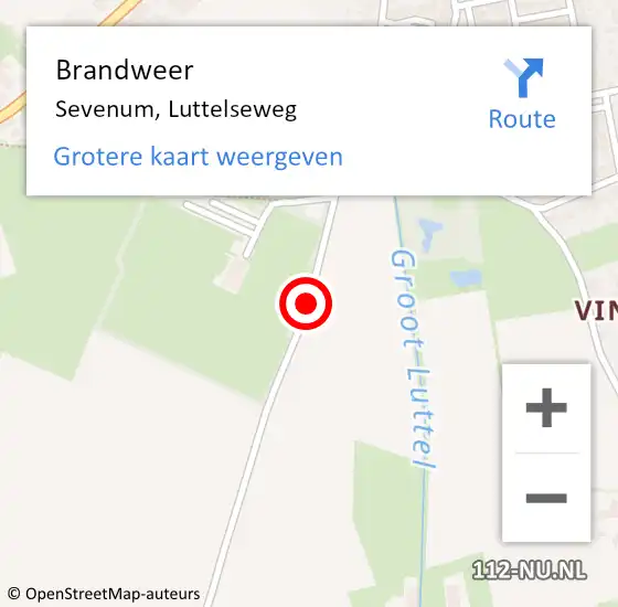 Locatie op kaart van de 112 melding: Brandweer Sevenum, Luttelseweg op 25 maart 2020 09:52