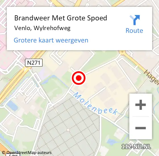 Locatie op kaart van de 112 melding: Brandweer Met Grote Spoed Naar Venlo, Wylrehofweg op 25 maart 2020 10:01