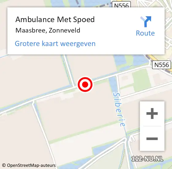 Locatie op kaart van de 112 melding: Ambulance Met Spoed Naar Maasbree, Zonneveld op 25 maart 2020 10:02