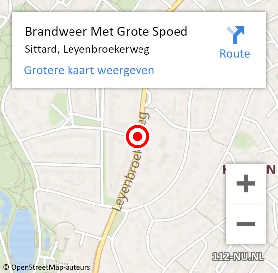 Locatie op kaart van de 112 melding: Brandweer Met Grote Spoed Naar Sittard, Leyenbroekerweg op 25 maart 2020 11:04