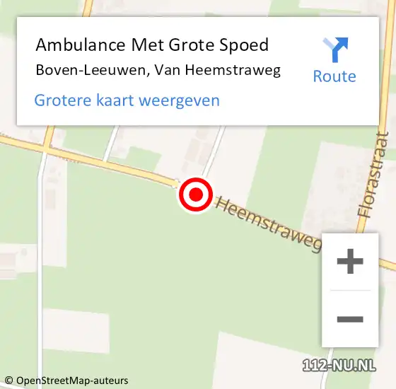 Locatie op kaart van de 112 melding: Ambulance Met Grote Spoed Naar Boven-Leeuwen, Van Heemstraweg op 25 maart 2020 11:06