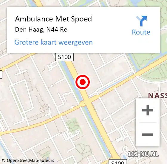 Locatie op kaart van de 112 melding: Ambulance Met Spoed Naar Den Haag, N44 Re op 25 maart 2020 12:24