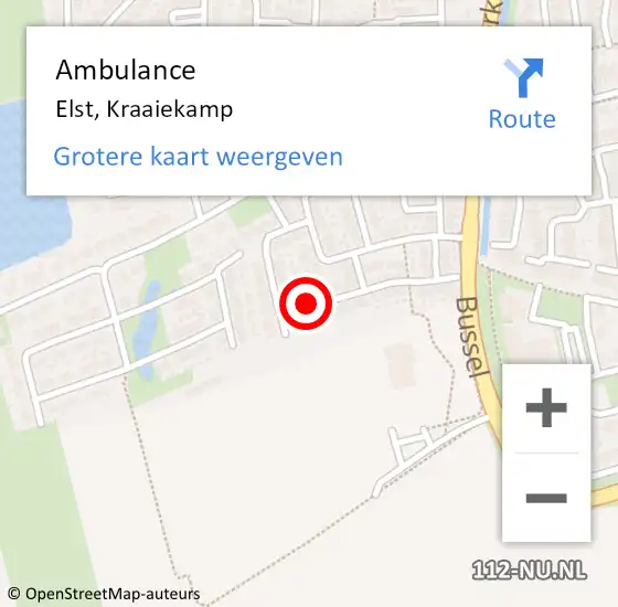 Locatie op kaart van de 112 melding: Ambulance Elst, Kraaiekamp op 25 maart 2020 13:03