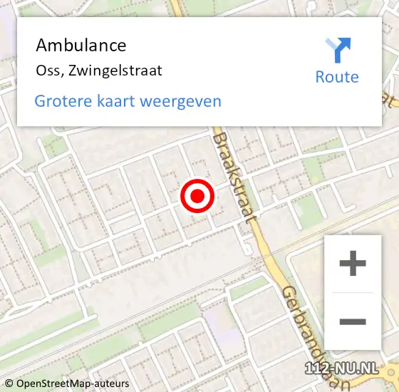 Locatie op kaart van de 112 melding: Ambulance Oss, Zwingelstraat op 25 maart 2020 13:15