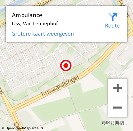 Locatie op kaart van de 112 melding: Ambulance Oss, Van Lennephof op 25 maart 2020 13:33