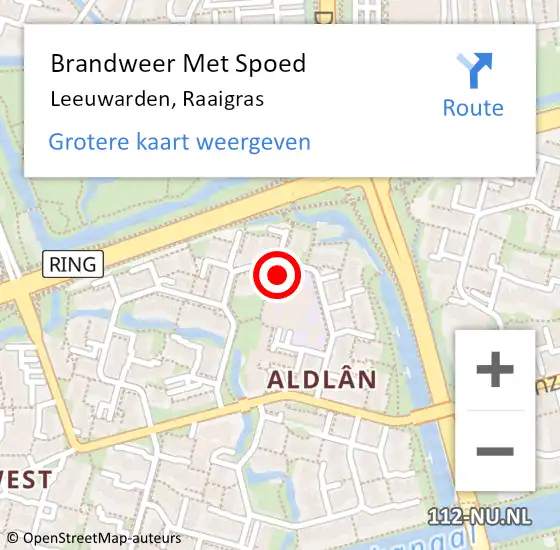 Locatie op kaart van de 112 melding: Brandweer Met Spoed Naar Leeuwarden, Raaigras op 2 mei 2014 10:02