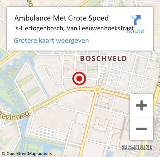 Locatie op kaart van de 112 melding: Ambulance Met Grote Spoed Naar 's-Hertogenbosch, Van Leeuwenhoekstraat op 25 maart 2020 14:08