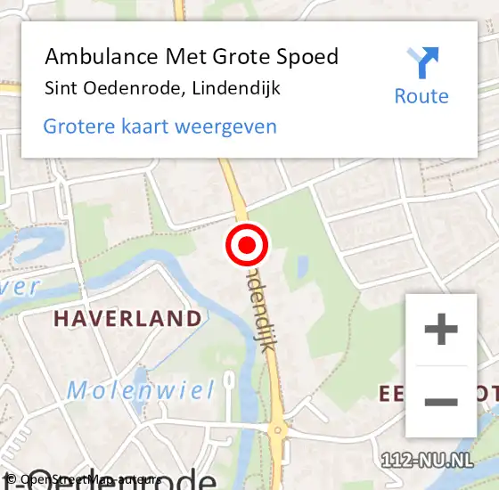 Locatie op kaart van de 112 melding: Ambulance Met Grote Spoed Naar Sint Oedenrode, Lindendijk op 25 maart 2020 14:47
