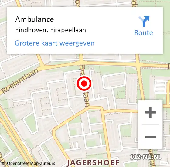 Locatie op kaart van de 112 melding: Ambulance Eindhoven, Firapeellaan op 25 maart 2020 14:47