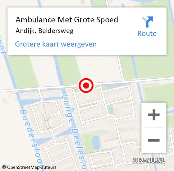 Locatie op kaart van de 112 melding: Ambulance Met Grote Spoed Naar Andijk, Beldersweg op 25 maart 2020 14:53