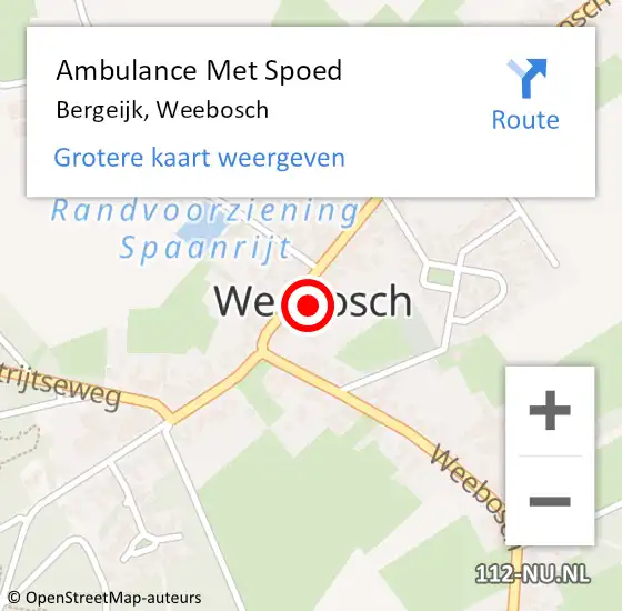 Locatie op kaart van de 112 melding: Ambulance Met Spoed Naar Bergeijk, Weebosch op 25 maart 2020 15:00