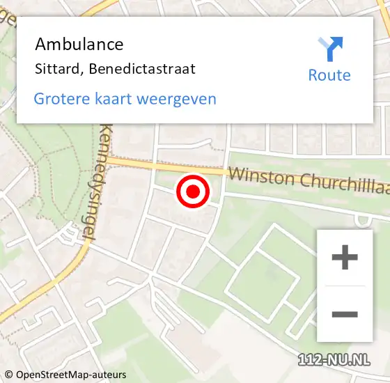 Locatie op kaart van de 112 melding: Ambulance Sittard, Benedictastraat op 2 mei 2014 10:15