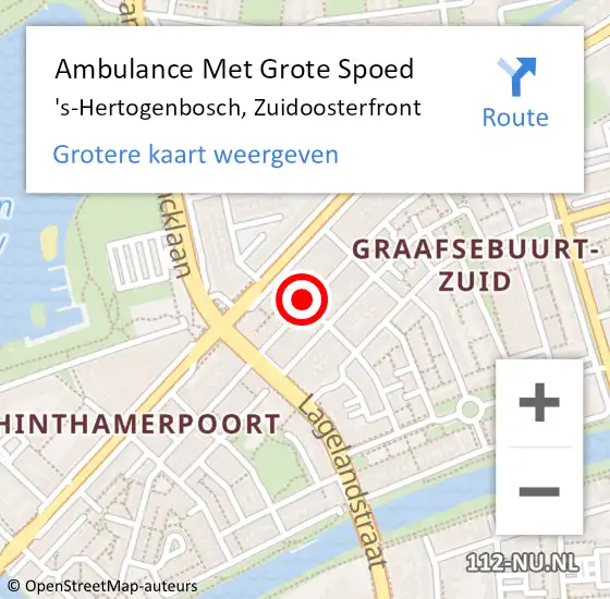 Locatie op kaart van de 112 melding: Ambulance Met Grote Spoed Naar 's-Hertogenbosch, Zuidoosterfront op 25 maart 2020 16:38