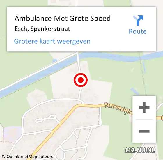 Locatie op kaart van de 112 melding: Ambulance Met Grote Spoed Naar Esch, Spankerstraat op 25 maart 2020 16:42