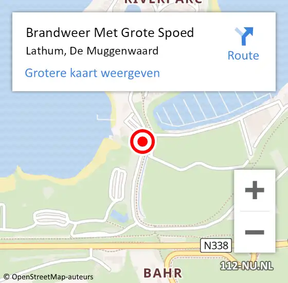 Locatie op kaart van de 112 melding: Brandweer Met Grote Spoed Naar Lathum, De Muggenwaard op 25 maart 2020 17:15