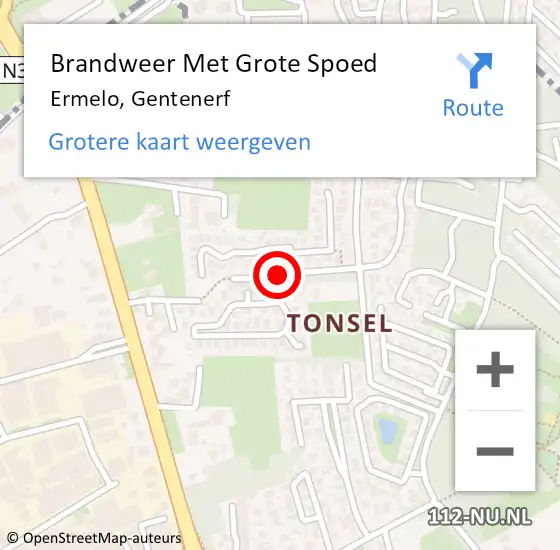 Locatie op kaart van de 112 melding: Brandweer Met Grote Spoed Naar Ermelo, Gentenerf op 25 maart 2020 17:18